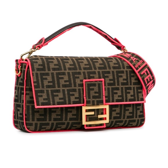 FENDI  Large Zucca Fluo Trim Baguette Bag  Authentic Retail 4500$ - Picture 2 of 12